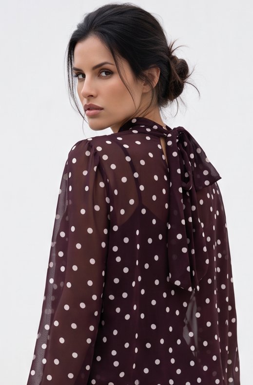 Mixed Brands - Blouse GL_1004 - Burgundy Dots