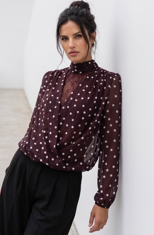 Mixed Brands - Blouse GL_1004 - Burgundy Dots