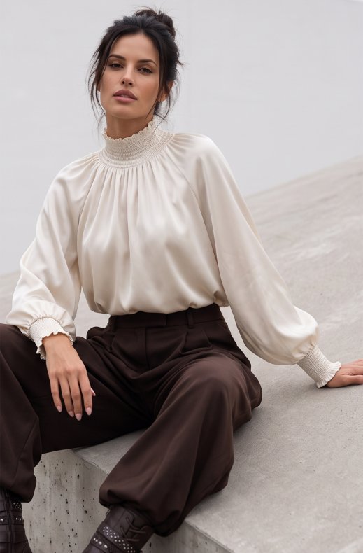 Mixed Brands - Satin Blouse 81332 - Beige