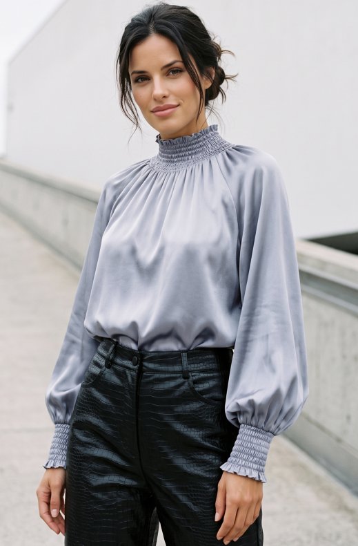 Mixed Brands - Satin Blouse 81332 - Grey