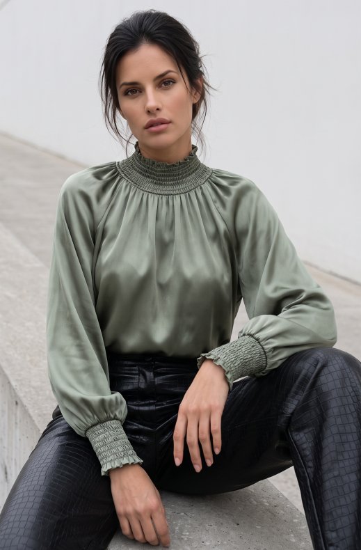 Mixed Brands - Satin Blouse 81332 - Khaki