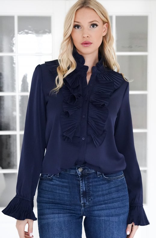 Mixed Brands - Ruffle Blouse 8497-2003 - Navy