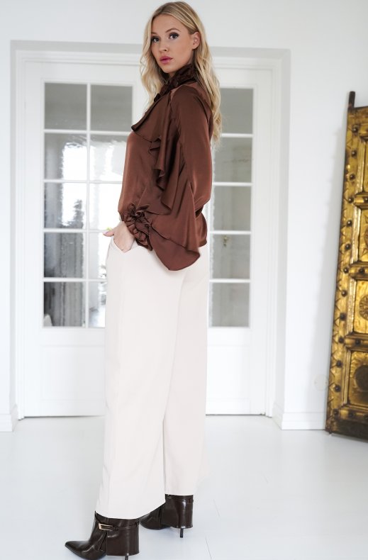 Mixed Brands Womens - Blouse Ruffle 9674 Brown