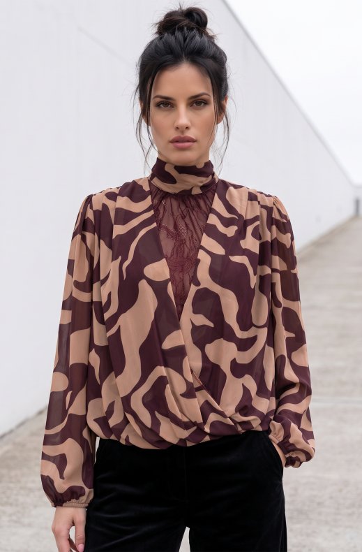 Mixed Brands - Blouse GL_1004 - Burgundy Print