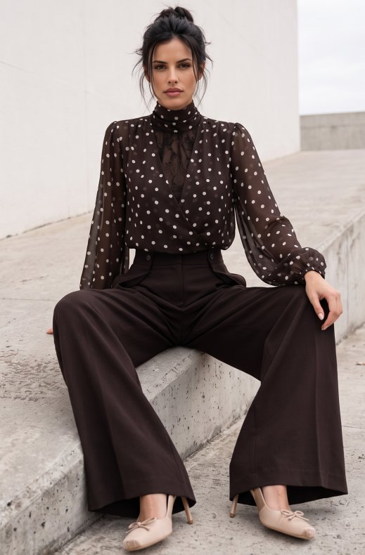 Mixed Brands - Blouse GL_1004 - Dark Brown Dots