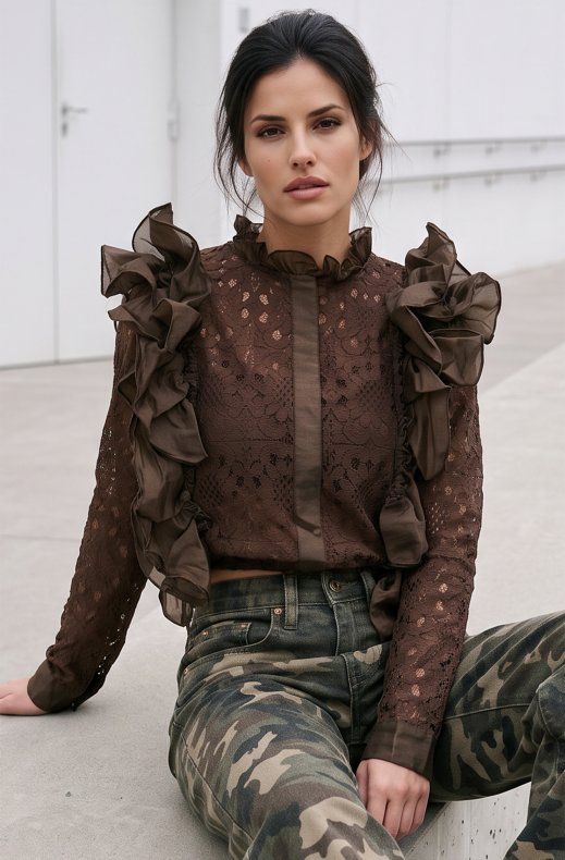 Mixed Brands - Frill Top JM73603 - Coffee