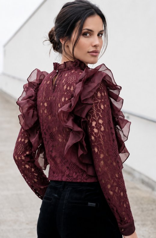 Mixed Brands - Frill Top JM73603 - Burgundy