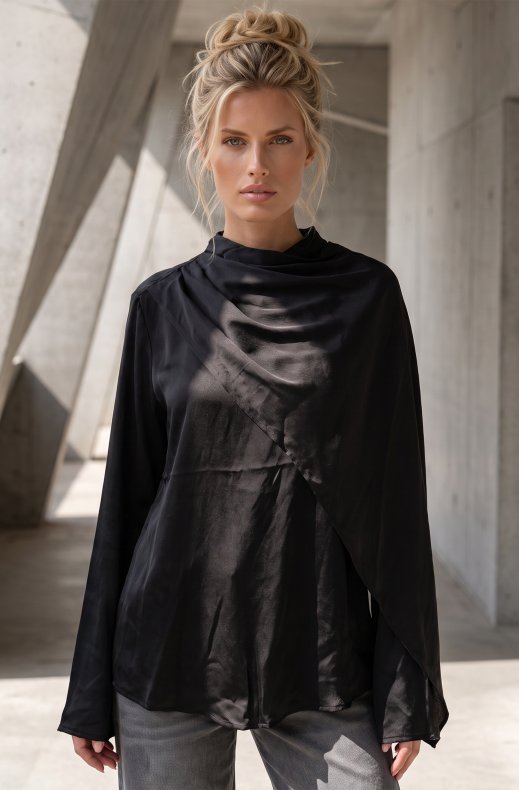Mixed Brands - Cape Blouse PS9767 - Black