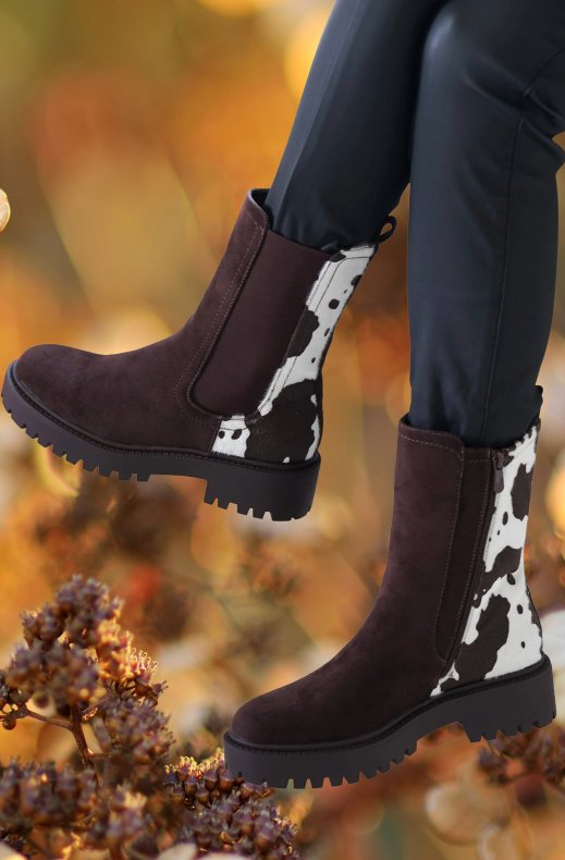 Mixed Brands - Boots with cow pattern - 103 - Brown