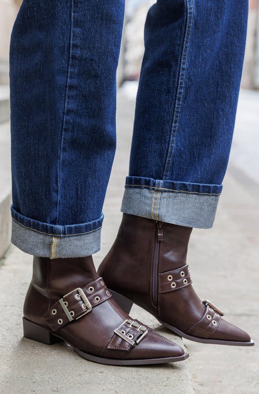 Mixed Brands - Boots with buckles 6392 - Brown