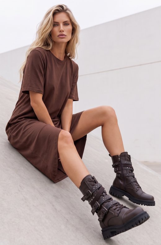 Mixed Brands - Boot with Studs 7668A - Brown
