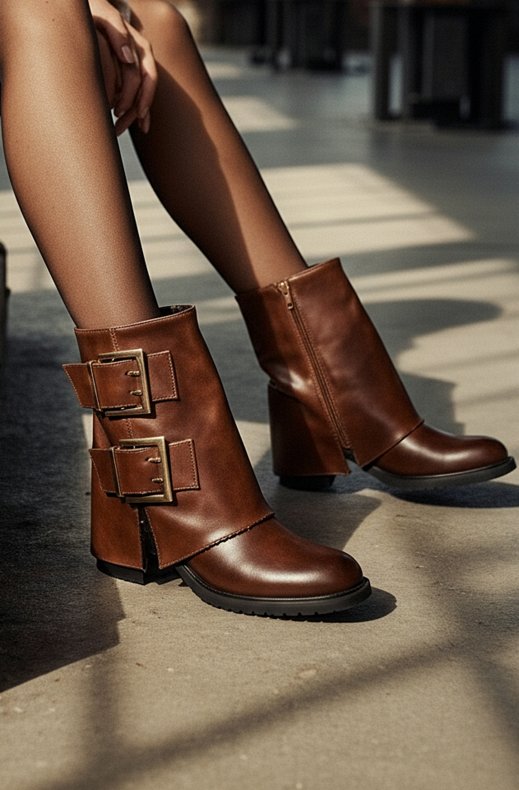 Mixed Brands - Fold over ankle boot DF034N - Dark brown