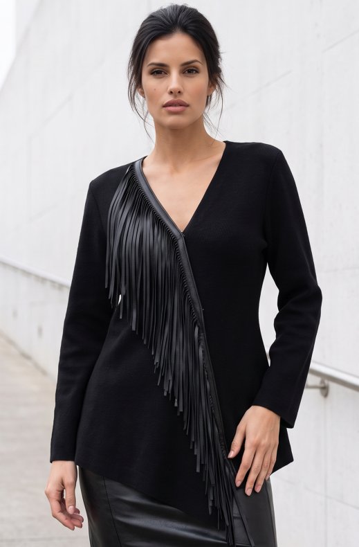 Mixed Brands - Cardigan with Fringes BWY36399 - Black