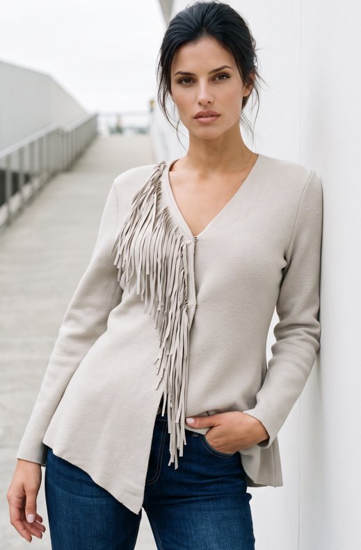 Mixed Brands - Cardigan with Fringes BWY36399 - Champagne