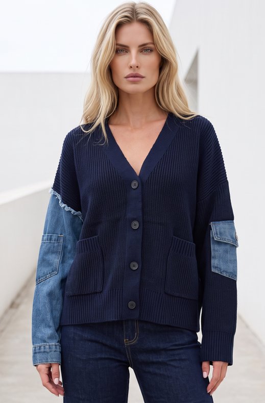 Mixed Brands - Cardigan with denim H905 - Blue