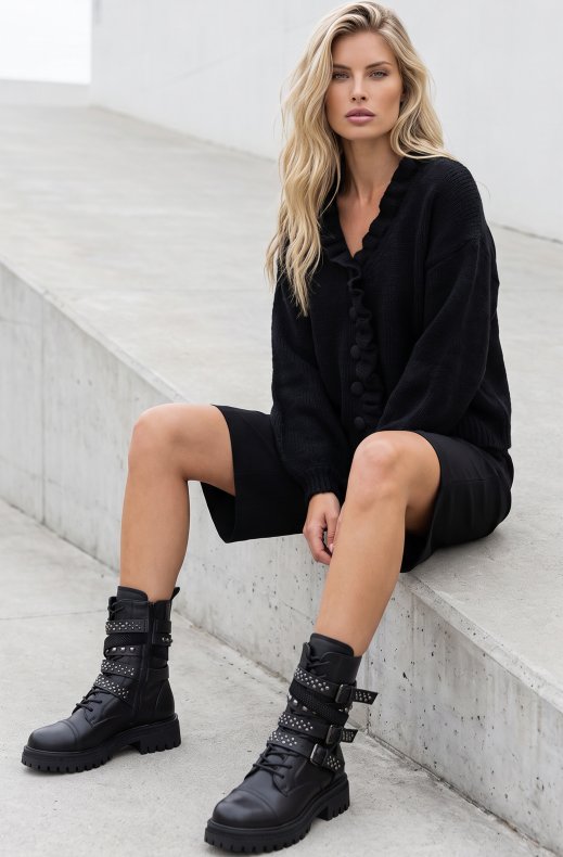 Mixed Brands - Cardigan with frills WL080101 - Black