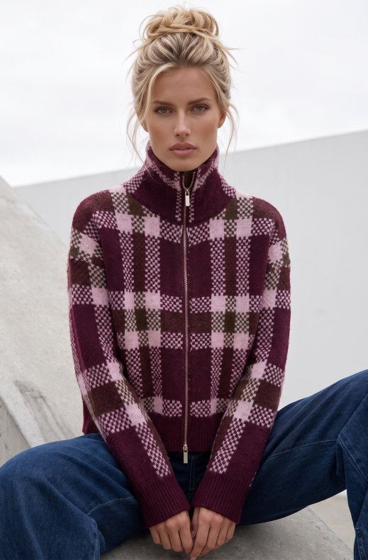 Mixed Brands - Sweater with zipper YP2200 - Burgundy