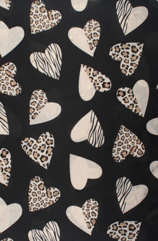 Mixed Brands - Scarf Heart leopard 09329 - Black