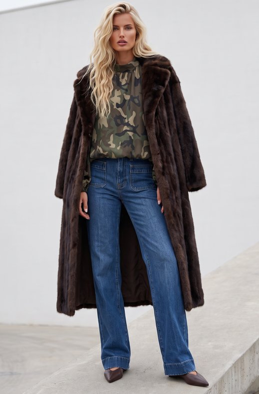 Mixed Brands - Long Faux Fur jacket F128 - Choco