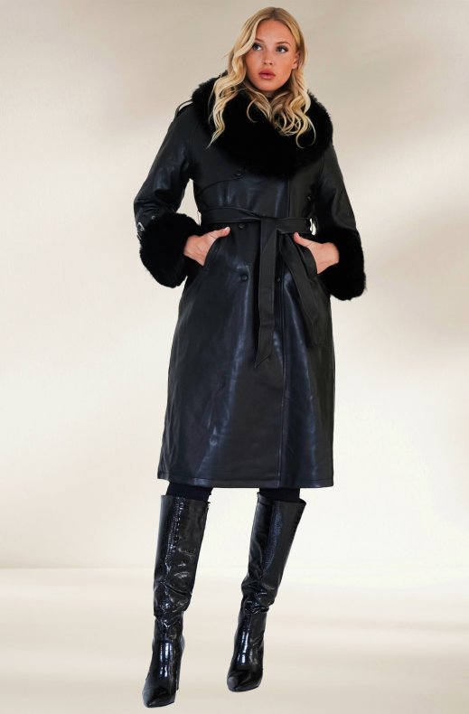 Mixed Brands - Coat with Faux Fur 2101 - Black