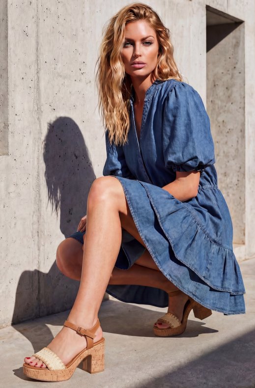 Mixed Brands - Cork Heel Sandal X5-523 - Beige