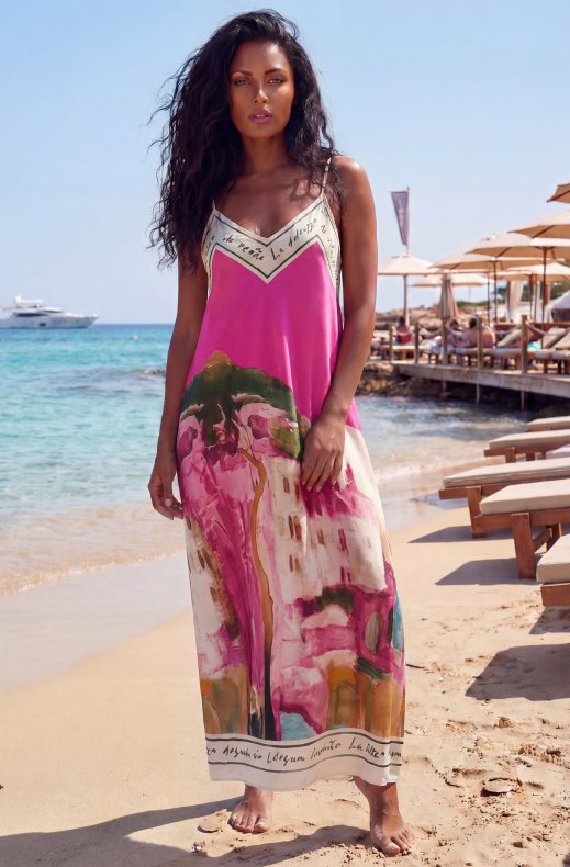 Mixed Brands - Printed Viscose Dress 010-317 - Fuchsia