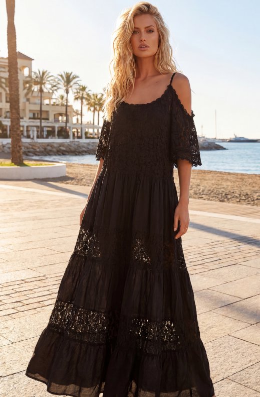 Mixed Brands - Maxidress with Lace 1015 - Black