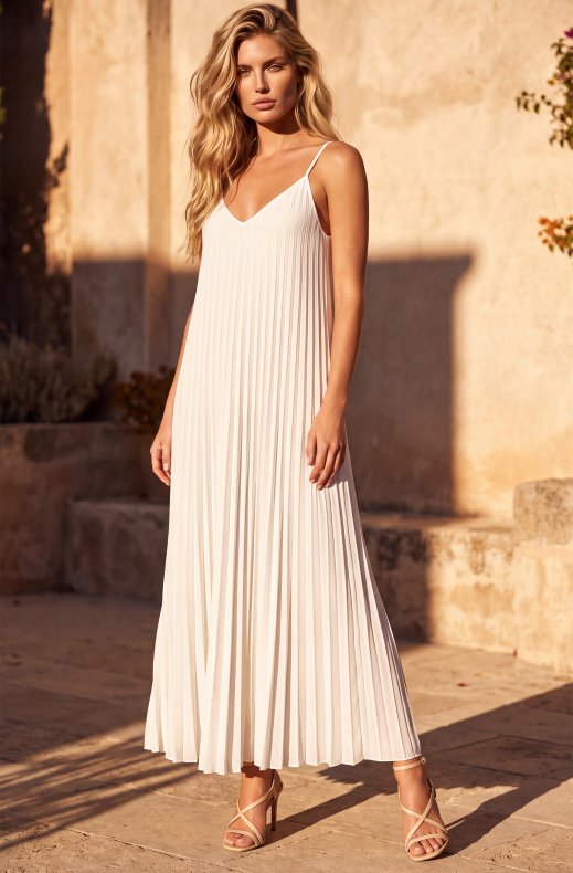 Mixed Brands - Long Plisse Dress 18950 - White