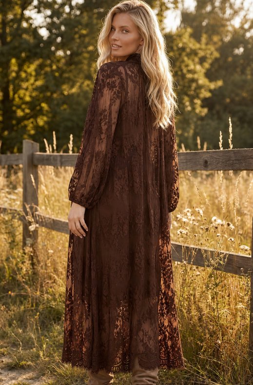 Mixed Brands - Long Lace Dress 2659 - Choco