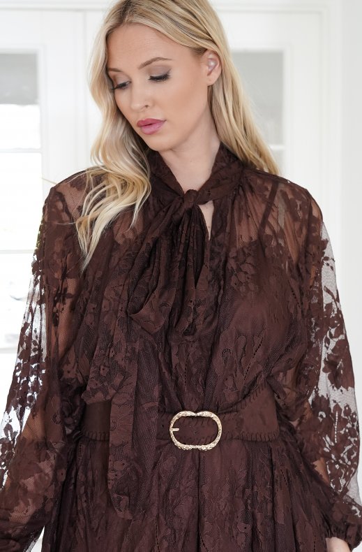 Mixed Brands - Long Lace Dress 2659 - Choco