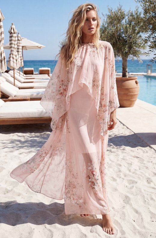 Mixed Brands - Maxi Dress with Flowers 3330 - Pink