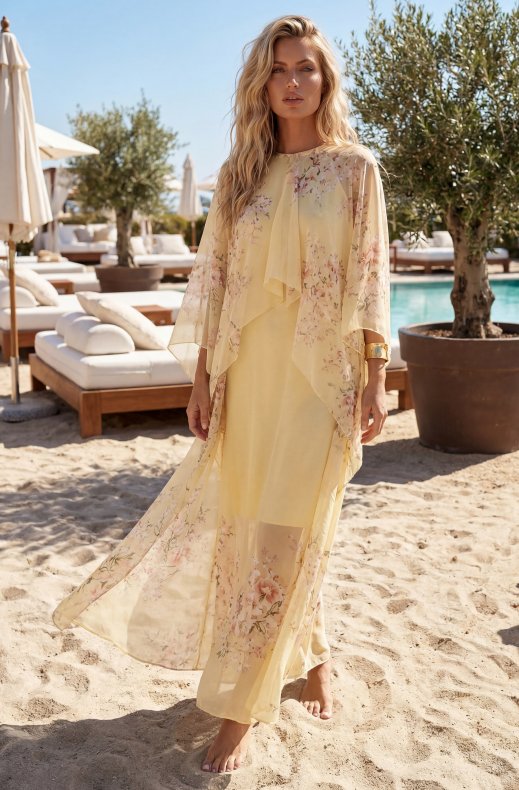 Mixed Brands - Maxi Dress with Flowers 3330 - Yellow