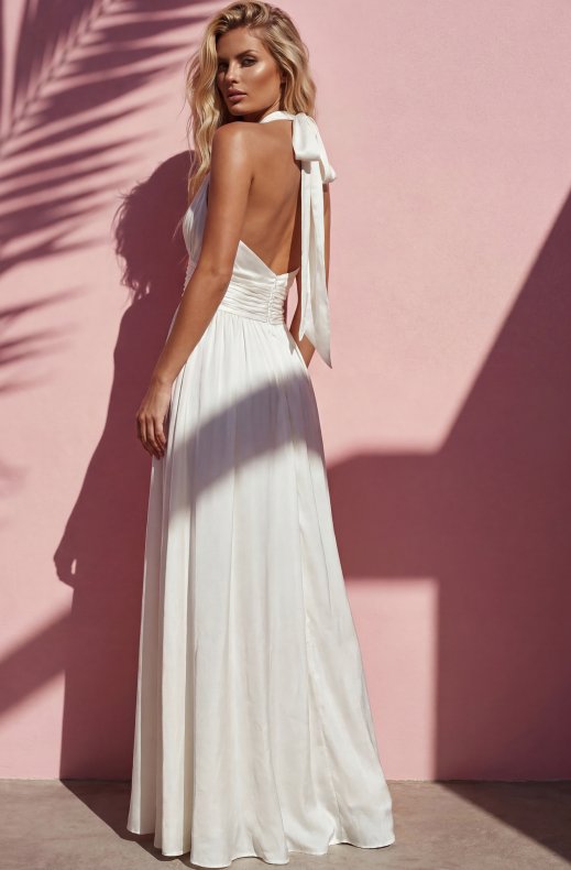 Mixed Brands - Halterneck Maxi Dress 606639 - Cream