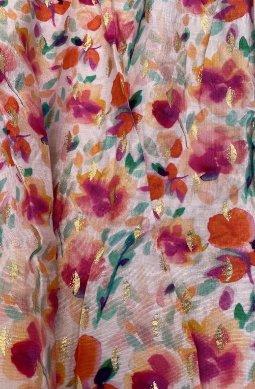 Mixed Brands - Floral Printed Long Dress 9751-36 - Ecru