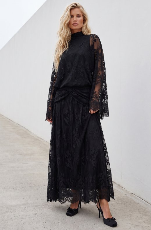 Mixed Brands - Long lace dress A2089 - Black