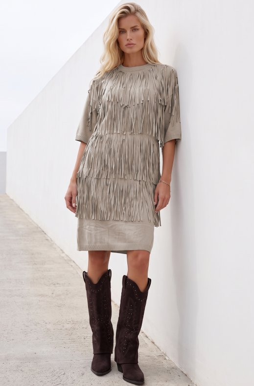 Mixed Brands - Fringe Dress BWY36501 - Beige