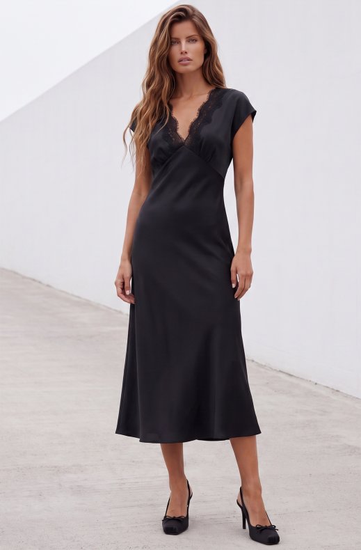 Mixed Brands - Dress with lacedetail D28481 - Black