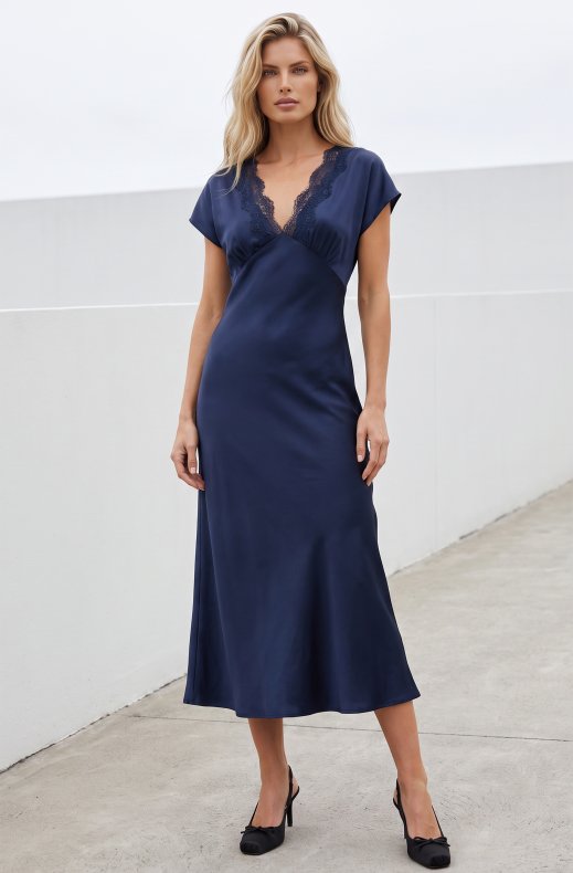 Mixed Brands - Dress with lacedetail D28481 - Navy