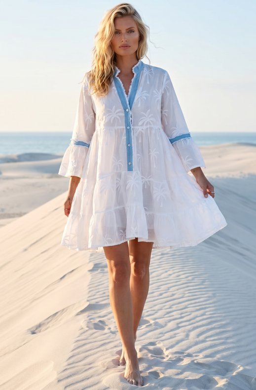 Mixed Brands - Dress with Palmtrees SW5136 - White