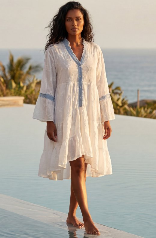 Mixed Brands - Dress with Denim Details SW5164 - White