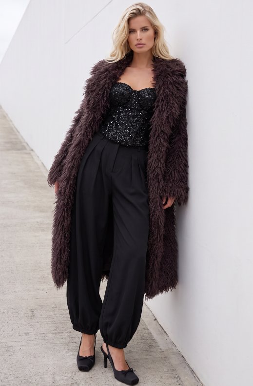 Mixed Brands - Coat Faux Fur 8747 - Choco