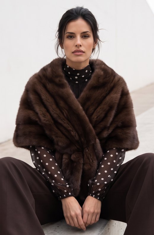 Mixed Brands - Fake Fur Scarf wide F40771/MZ10 - Coffee