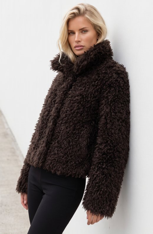 Mixed Brands - Faux Fur Jacket F127 - Coffee