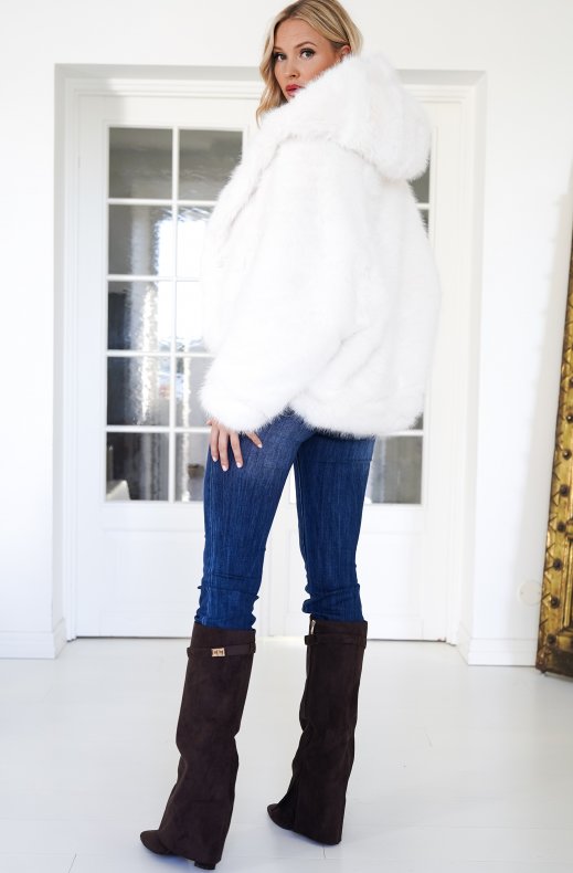 Mixed Brands - Fake fur jacket with hood M08 - White