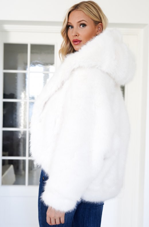 Mixed Brands - Fake fur jacket with hood M08 - White