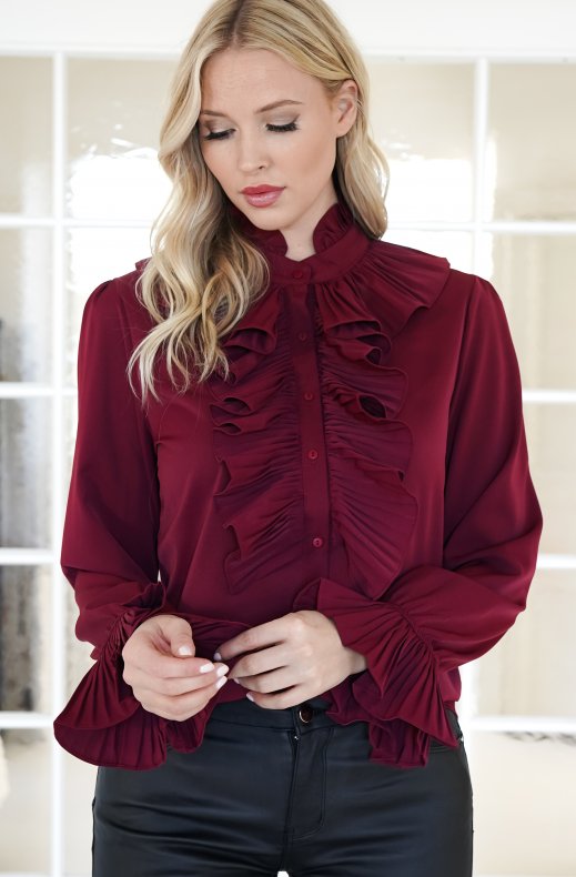 Mixed Brands - Ruffle Blouse 8497-2003 - Wine