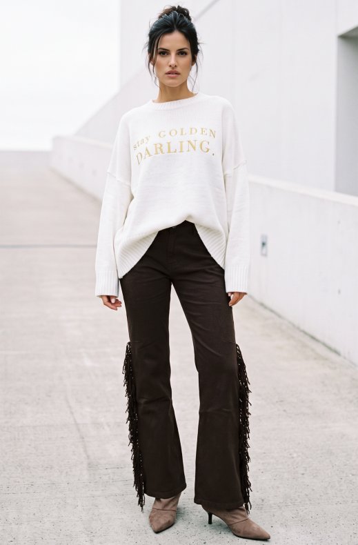 Mixed Brands - Fringe Jeans Z048-1 - Choco