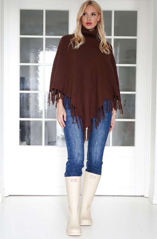Mixed Brands - Turtleneck Poncho 8213 - Dark Brown