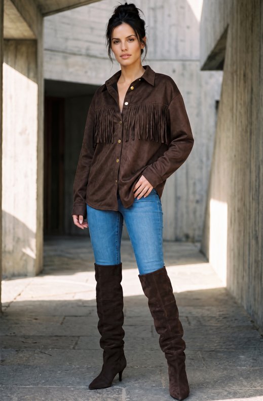 Mixed Brands - Fringe Shirt A040 - Brown