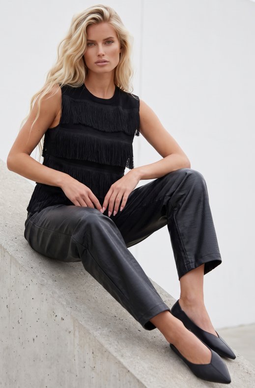 Mixed Brands - Fringed top LR03272 - Black